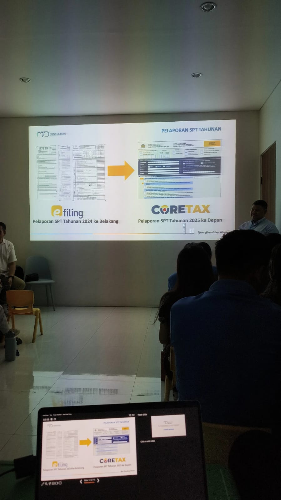 Sosialisasi di Mitra Kerja MD Consulting terkait SPT Tahunan 2025 via Coretax